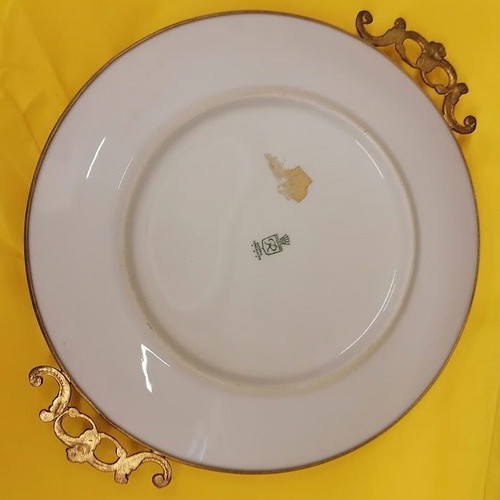 Heinrich & Co. Selb Bavaria Collectible Porcelain Plate with Brass Base vintage