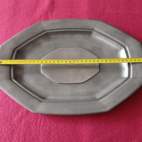 Vintage pewter soup tureen and tray from France like new