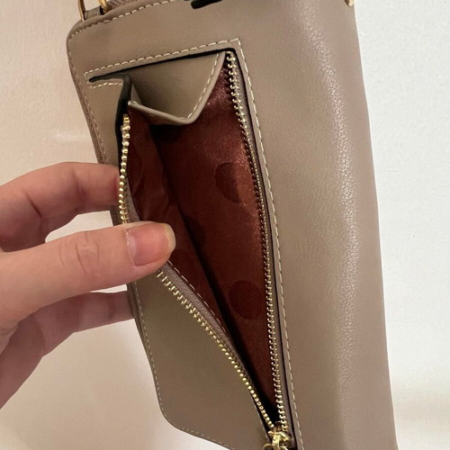 Pearl Angelli crossbody wallet bag used, beige, with compartments