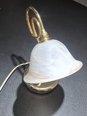 Table lamp used, brass and alabaster glass, vintage style