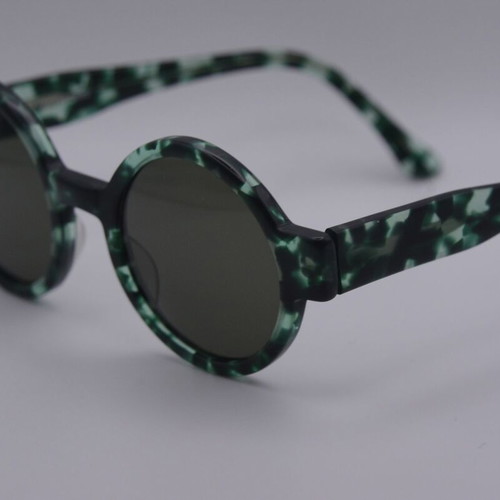 Robert La Roche S72 Round Sunglasses, Green Emerald Tortoise