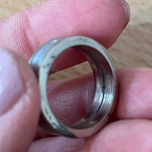 Stainless Steel Ring used with Brushed Center and Dot Detail