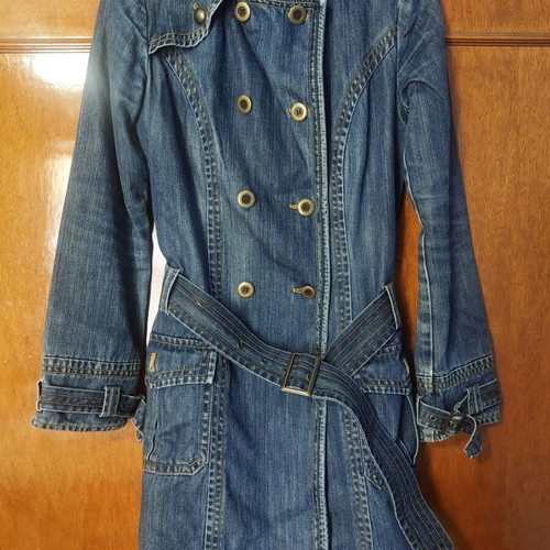 Denim trench coat Bershka medium like new, blue