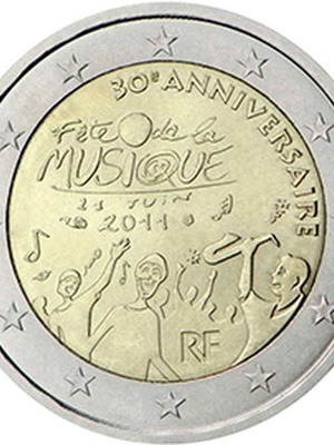 SAC Франция 2 евро 2011 UNC Fete de la Musique