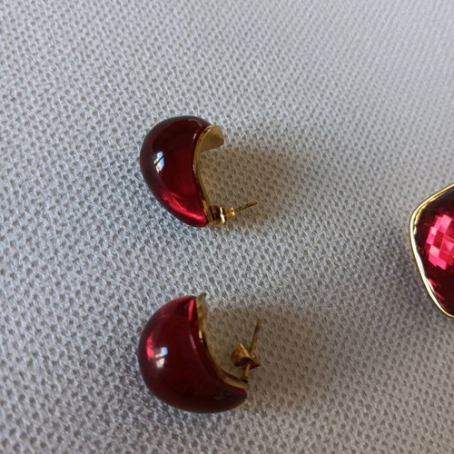 Jewelry set shiny ring size 9 and red wine color earrings new