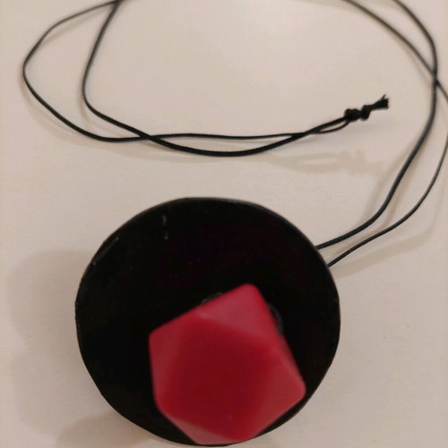 Handmade necklace new, long, black and red