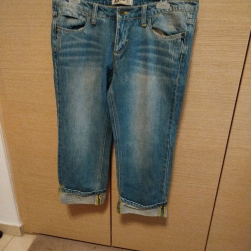 Bershka Crop Jeans new, size XL, blue, rigid fabric