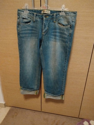 Bershka Crop Jeans new, size XL, blue, rigid fabric