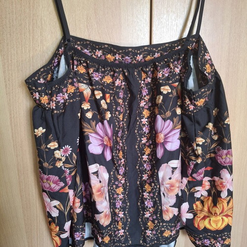 Women's blouse with straps floral pattern Shein like new black multicolor XXXL