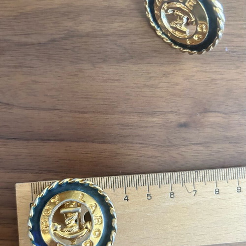 Vintage 80’s clip on earrings Guy Laroche dark blue and gold, like new