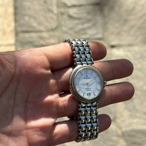 Vintage Rolland Swiss Quartz Sapphire watch stainless steel 3.5 cm