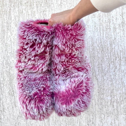 Animal pink fur snow boots size 38 like new