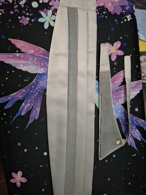 Bugatchi Men's Cummerbund and Neck Accessory Set satin silver, like new