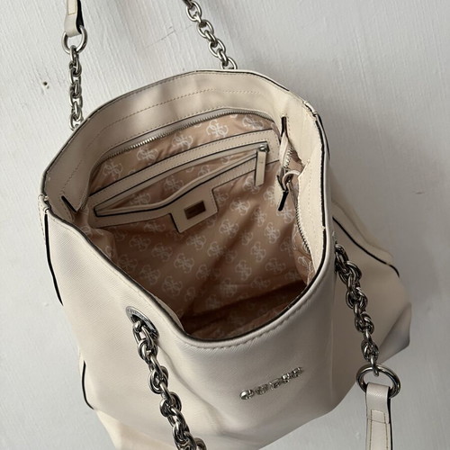 Guess shoulder bag used, white and beige