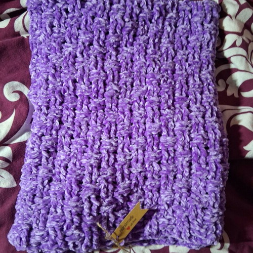 Baby blanket handmade new with hypoallergenic velour yarn
