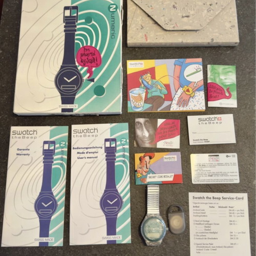 Swatch The Beep 211 vintage watch like new, unisex, grey and green
