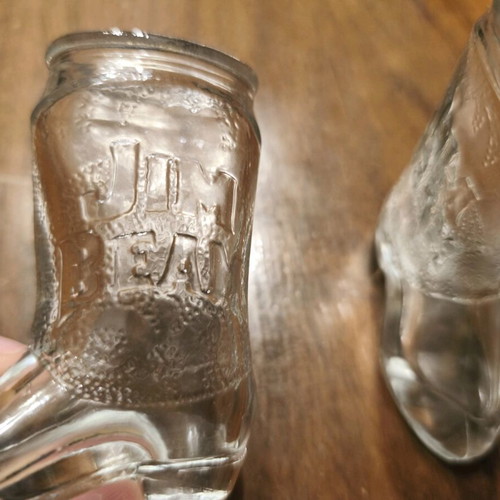 Glass toothpick holder like new, Jim Beam advertising set