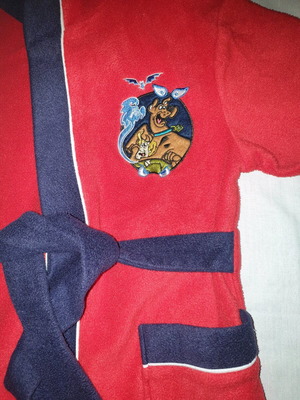 Scooby Doo children's robe used, size 5-6 years, red with hood