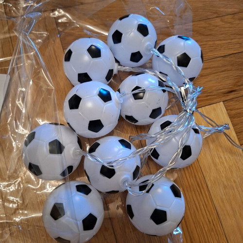 Led light garland with football balls new without batteries