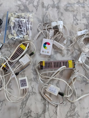 Led strip spare parts pack used, controllers, chargers, connectors
