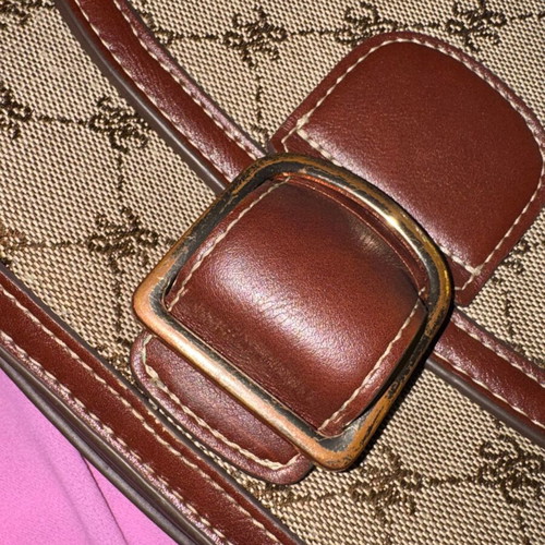 Mango crossbody bag like new, beige and brown, leatherette and fabric with monogram