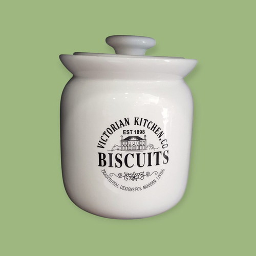 Porcelain Biscuit Jar White 16x16x21cm new