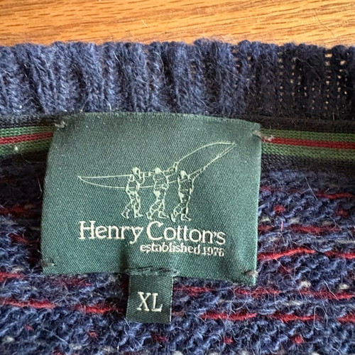 Henry Cottons men's wool sweater blue, like new, size XL