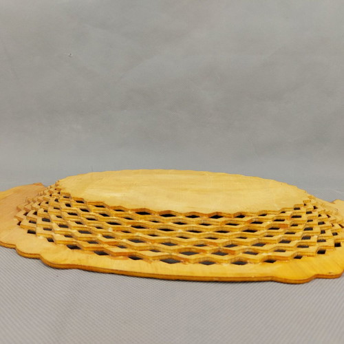 Old beautiful wooden plate basket fruit bowl used