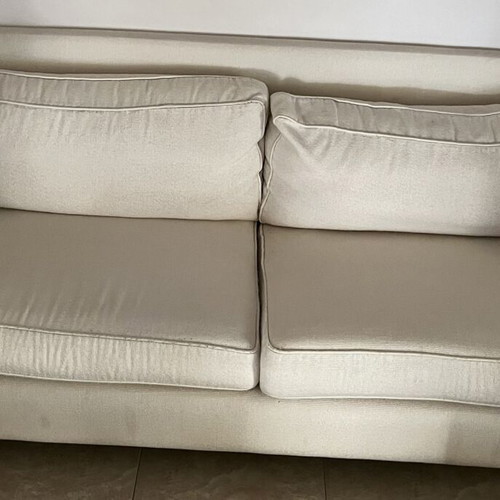 Living room sofa set used, beige three-seater and two-seater