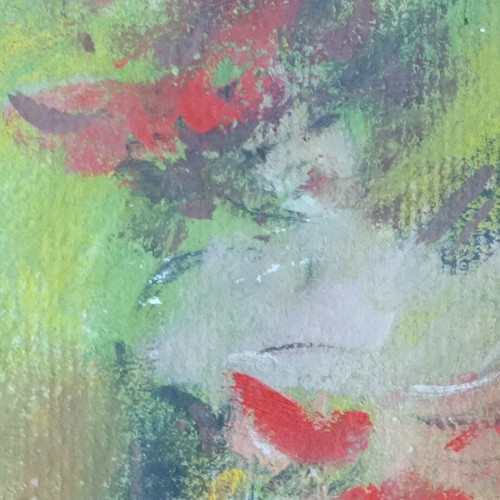 Painting by artist Doris with can-can dancer, like new