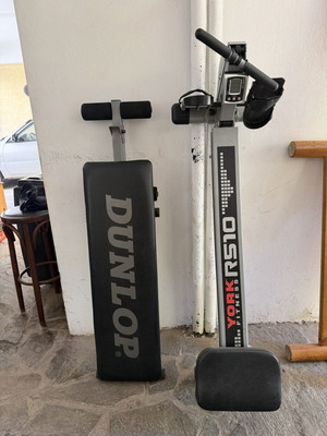 York rowing machine and incline bench used, good condition