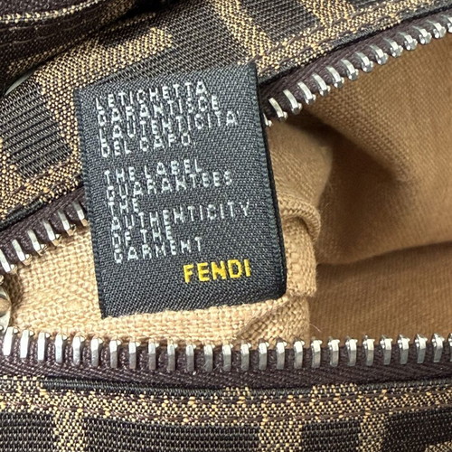 Fendi Zucca Two-Part Vintage Crossbody Bag, brown and red