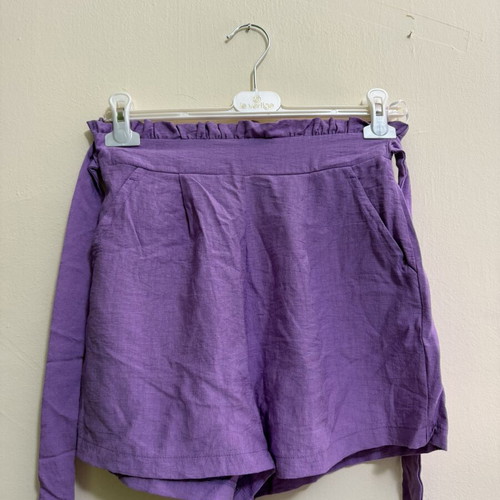 Anel lilac set with wrap crop top and shorts, small, like new