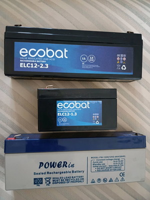 Set of 3 12V rechargeable batteries for alarm UPS new