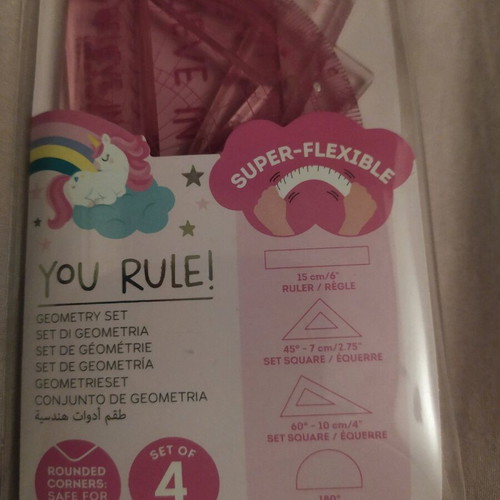 Legami geometry set with unicorn case, 4 super-flexible pieces