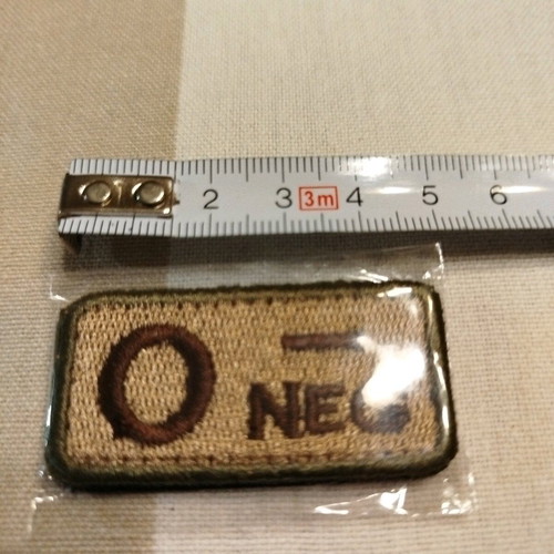 Embroidered patch with blood type O new, with velcro system