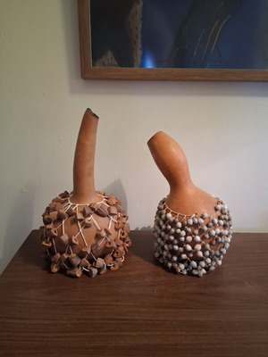 Handmade African Shekere percussion instruments set of 2, like new