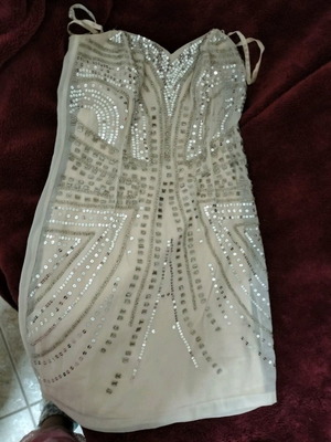 H&M dress with sequins like new, beige and silver