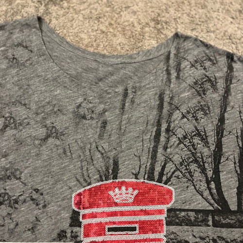 Primark London Style Street top with red sequins, like new, size S/M