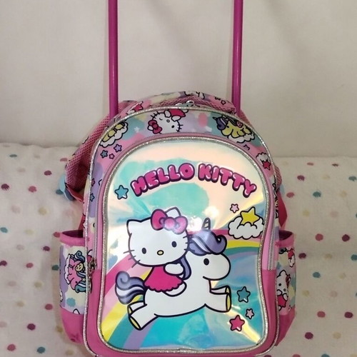 hello kitty backpack trolley Rolling 12 inch (Flowers and Dots) – Backpack LA This pink Hello Kitty is made with all the details that your little one will love Fashion Stylish Hello Kitty Cute
