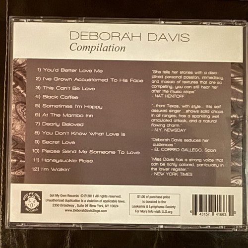 Deborah Davis Compilation CD like new, jazz