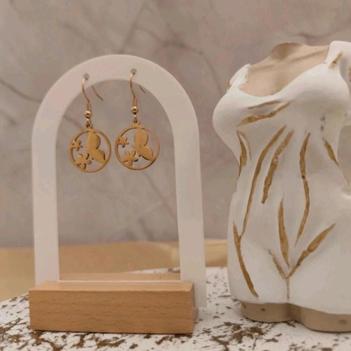 Steel hanging earrings new, gold-colored