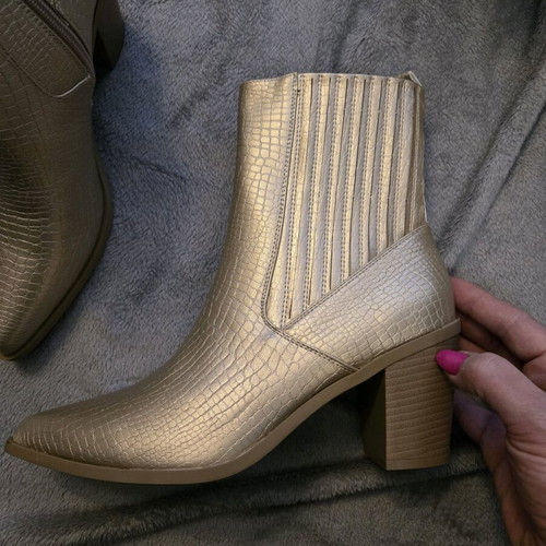 Women's gold ankle boots new size 41 with 8 cm heel