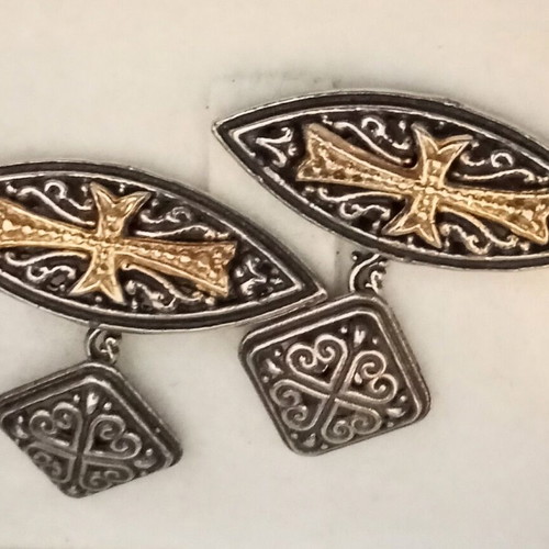 Silver 925 cufflinks used with gold-plated crosses
