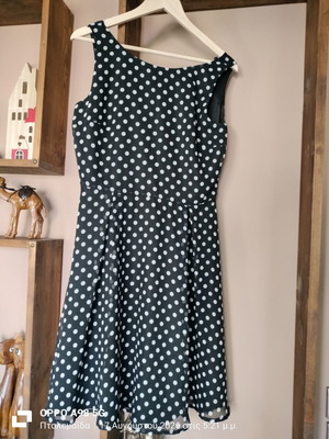 Polka dot black and white dress, one size, zipper back