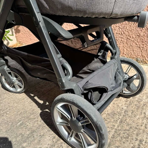 Inglesina Aptica stroller used with car seat and footmuff