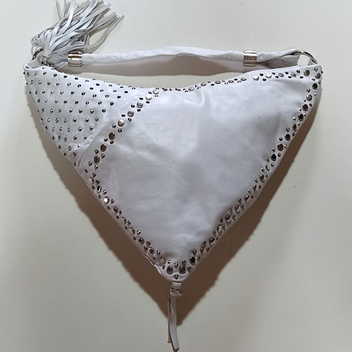 Leather white shoulder bag with studs used