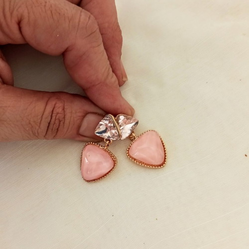 Geometric Earrings in Pink Gold Shades, New