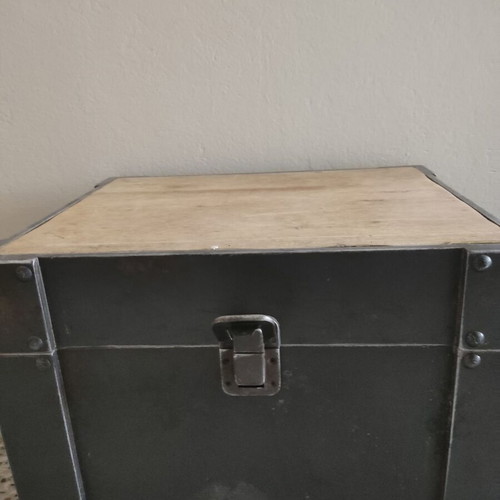 Industrial style wooden and metal chest like new