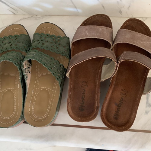 Set of two women's shoes size 38 - green perforated and Inblu beige/pink platform